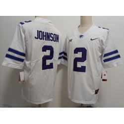 Men Kansas State Wildcats #2 Avery Johnson White Stitched NCAA Jersey