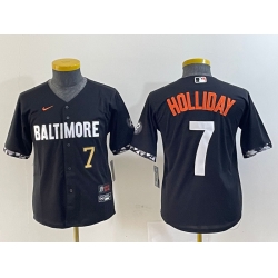 youth Baltimore Orioles 7 Jackson Holliday Black 2023 City Connect Cool base jerseys 2