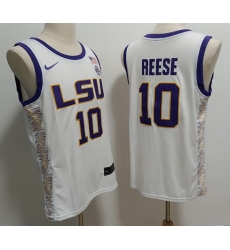 Men LSU Tigers #10 Angel Reese White Baseball Stitched NCAA Jersey