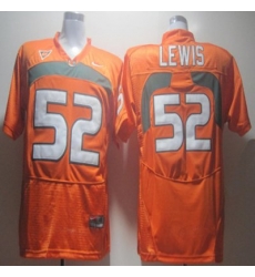 Hurricanes #52 Ray Lewis Orange Embroidered NCAA Jerseys