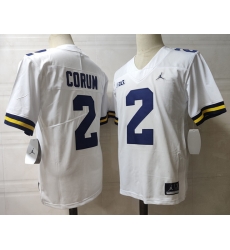 Men Michigan Wolverines Blake Corum #2 White High School Stitched Game Jersey