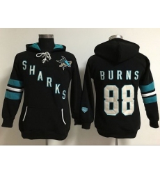 San Jose Sharks 88 Brent Burns Black Women Old Time Heidi Hoodie NHL Hoodie