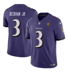 Men Baltimore Ravens 3 Odell Beckham Jr  Purple 2023 F U S E  With John Madden Patch Vapor Limited Football Jersey