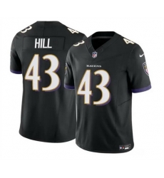 Men Baltimore Ravens 43 Justice Hill Black 2023 F U S E  Vapor Limited Football Jersey