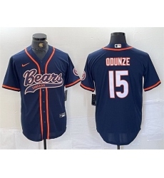 Men Chicago Bears 15 Rome Odunze Navy With Patch Cool Base Stitched Baseball Jersey