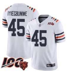 Men Chicago Bears 45 Joel Iyiegbuniwe White 100th Season Limited Football Jersey