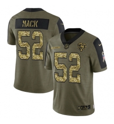 Men Chicago Bears 52 Khalil Mack 2021 Salute To Service Olive Camo Limited Stitched Jersey