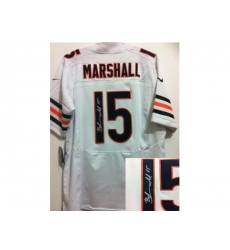 Nike Chicago Bears 15 Brandon Marshall White Elite Signed NFL Jersey