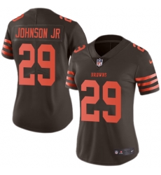 Nike Browns #29 Duke Johnson Jr Brown Womens Stitched NFL Limited Rush Jersey