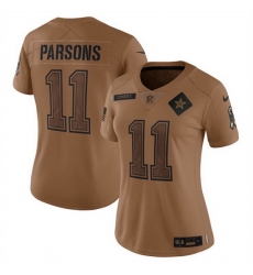 Women Dallas Cowboys 11 Micah Parsons 2023 Brown Salute To Service Limited Stitched Football Jersey 28Run Small uFF09