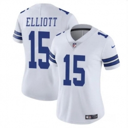 Women Dallas Cowboys 15 Ezekiel Elliott White Vapor Limited Stitched Football Jersey