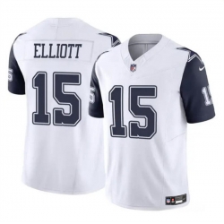 Youth Dallas Cowboys 15 Ezekiel Elliott White 2023 F U S E Color Rush Limited Stitched Football Jersey
