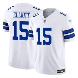 Youth Dallas Cowboys 15 Ezekiel Elliott White 2023 F U S E Vapor Untouchable Limited Stitched Football Jersey