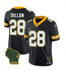 Men Green Bay Packers 28 A J  Dillon Black 2023 F U S E  Home Patch Vapor Untouchable Limited Stitched Jersey
