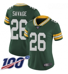 Packers #26 Darnell Savage Green Team Color Women Stitched Football 100th Season Vapor Limited Jersey