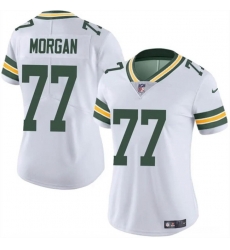 Women Green Bay Packers 77 Jordan Morgan White 2024 Draft Vapor Untouchable Limited Stitched Jersey