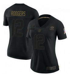 Women Nike Green Bay Packers 12 Aaron Rodgers Black 2020 Salute To Service Limited Jersey