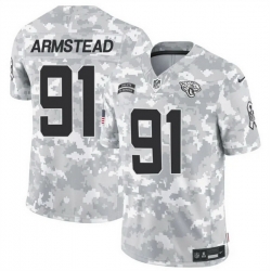 Men Jacksonville Jaguars 91 Arik Armstead 2024 F U S E Arctic Camo Salute To Service Limited Stitched Football Jersey