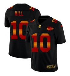 Kansas City Chiefs 10 Tyreek Hill Men Black Nike Red Orange Stripe Vapor Limited NFL Jersey