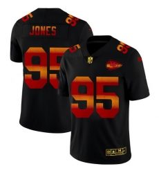 Kansas City Chiefs 95 Chris Jones Men Black Nike Red Orange Stripe Vapor Limited NFL Jersey