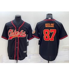 Men Kansas City Chiefs 87 Travis Kelce Black Cool Base Stitched Baseball Jersey