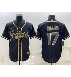 Men Las Vegas Raiders 17 Davante Adams Black Gold With Patch Cool Base Stitched Baseball Jersey