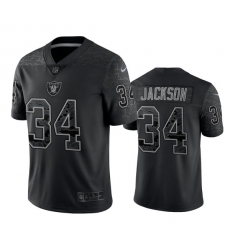 Men Las Vegas Raiders 34 Bo Jackson Black Reflective Limited Stitched Football Jersey