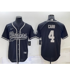 Men Las Vegas Raiders 4 Derek Carr Black Cool Base Stitched Baseball Jersey