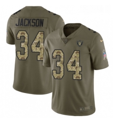 Mens Nike Oakland Raiders 34 Bo Jackson Limited OliveCamo 2017 Salute to Service NFL Jersey