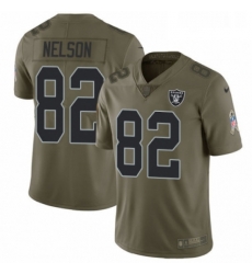 Mens Nike Oakland Raiders 82 Jordy Nelson Limited Olive 2017 Salute to Service NFL Jersey