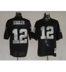 Oakland Raiders 12 Ken Stabler Black throwback Jerseys