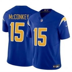 Men Los Angeles Chargers 15 Ladd McConkey Royal 2024 F U S E Draft Vapor Limited Stitched Football Jersey