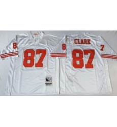 49ers 87 Dwight Clark White Throwback Jersey