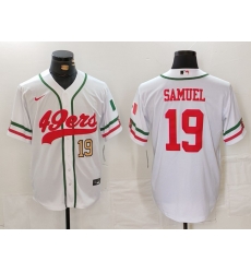 Men San Francisco 49ers 19 Deebo Samuel White With Patch Cool Base Stitched Baseball Jersey 2