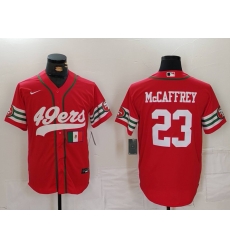 Men San Francisco 49ers 23 Christian McCaffrey Red With Patch Cool Base Stitched Baseball Jersey 3