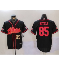 Men San Francisco 49ers 85 George Kittle Black With Patch Cool Base Stitched Baseball Jersey 6