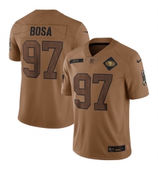Men San Francisco 49ers 97 Nick Bosa 2023 Brown Salute To Service Limited Stitched Football Jersey
