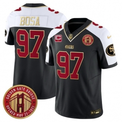 Men San Francisco 49ers 97 Nick Bosa Balck F U S E  Golden Gate Bridge With 1 Star C Patch Alternate Vapor Limited Stitched Football Jersey