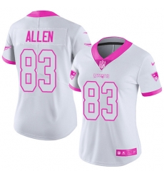 Nike Patriots #83 Dwayne Allen White Pink Womens Stitched NFL Limited Rush Fashion Jersey