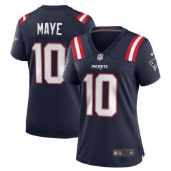 Women New England Patriots 10 Drake Maye 2024 Draft Navy Stitched Jersey