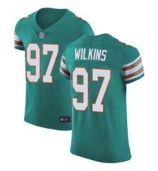 Dolphins 97 Christian Wilkins Aqua Green Alternate Men Stitched Football Vapor Untouchable Elite Jersey