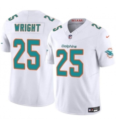 Men Miami Dolphins 25 Jaylen Wright White 2024 F U S E Vapor Limited Stitched Football Jersey