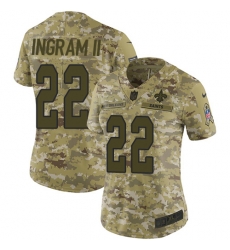 Nike Saints #22 Mark Ingram II Camo Women Stitched NFL Limited 2018 Salute to Service Jersey