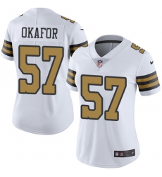 Nike Saints #57 Alex Okafor White Womens Stitched NFL Limited Rush Jersey