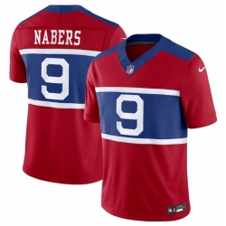 Men New York Giants 9 Malik Nabers Century Red Alternate Vapor F U S E  Limited Stitched Football Jersey