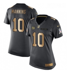 Womens Nike New York Giants 10 Eli Manning Limited BlackGold Salute to Service NFL Jersey