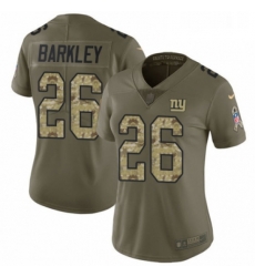 Womens Nike New York Giants 26 Saquon Barkley Limited Olive Camo 2017 Salute to Service NFL Jersey