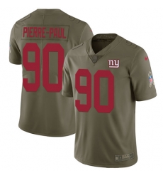 Youth Nike Giants #90 Jason Pierre Paul Olive Stitched NFL Limited 2017 Salute to Service Jersey