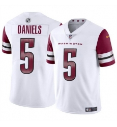 Men Washington Commanders 5 Jayden Daniels White 2024 Draft Vapor Limited Stitched Football Jersey