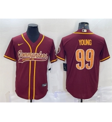 Men Washington Commanders 99 Chase Young Burgundy With Patch Cool Base Stitched Baseball Jersey